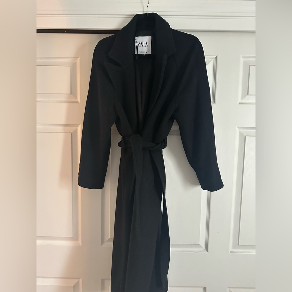 Black wool Zara long dress jacket
